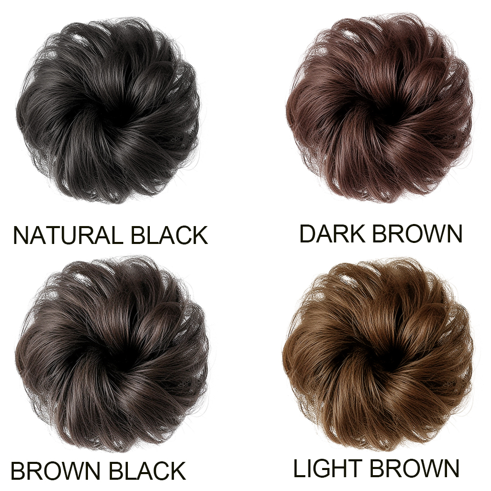 Moño sintético, banda de goma elástica, moño de pelo falso, Clip en extensión de cola de pelo, pieza de cabello Updo, cola de caballo para mujer