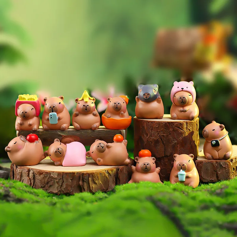 Novo capivara caixa cega simulação mini capibara figuras de ação boneca crianças aniversário presente natal