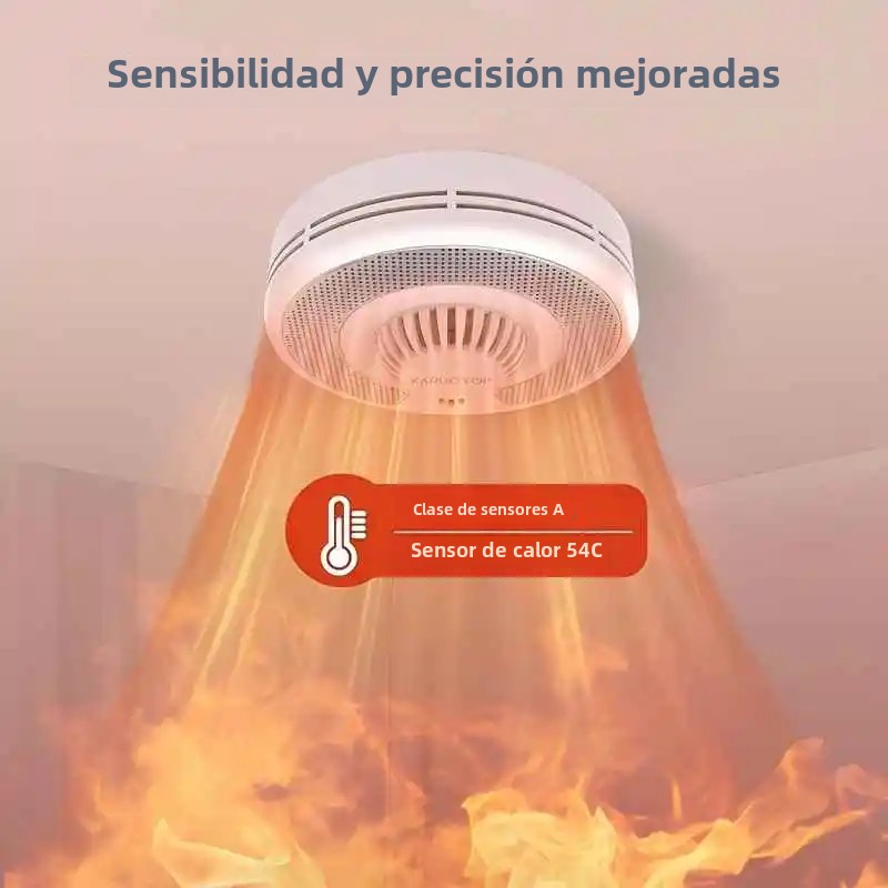 Detector inalámbrico de alarma de humo y calor interconectado, alarma de monóxido de carbono, batería sellada de 10 años, botón de prueba/silencio grande,