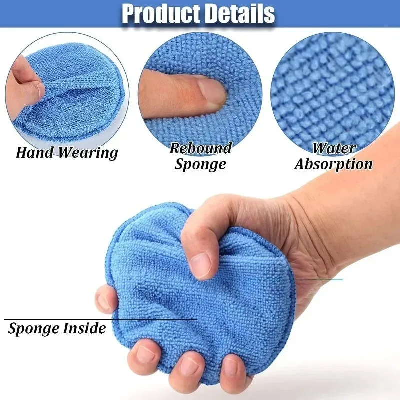 10 ชิ้นรายละเอียดรถ Applicator Pads Car Care Waxing ภาษาโปลิชคําฟองน้ําไมโครไฟเบอร์นุ่มรอบกระเป๋าโฟมฟองน้ําเครื่องมือทําความสะอาดรถยนต์