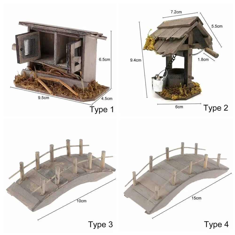 1:12 Scale Miniature เล้าไก่ MINI Arch สะพานฉากกลางแจ้งตุ๊กตาอุปกรณ์เสริมตุ๊กตาไม้ Arch Bridge