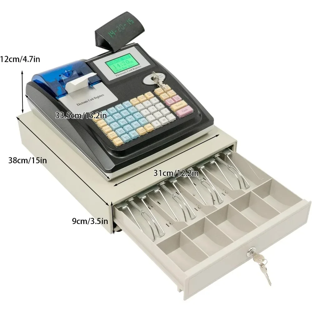 Elektronische kassa met kassalade en geïntegreerde bonprinter voor kleine bedrijven, supermarkten, winkelcentra
