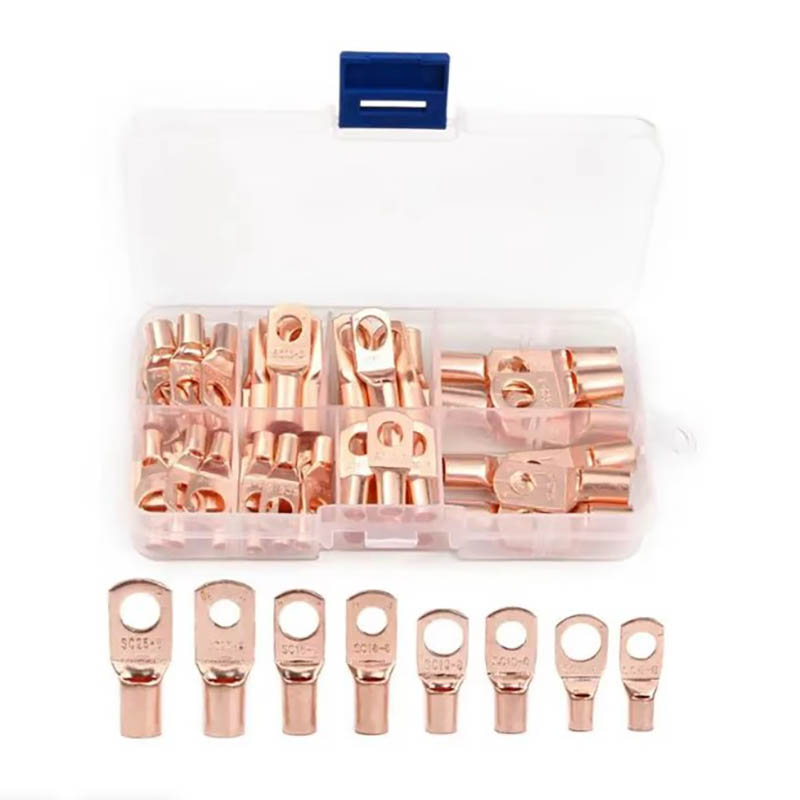 60pcs 와이어 러그 커넥터 링 SC6-25 구리 커넥터 베어 케이블 전기 압착 단자 커넥터 키트