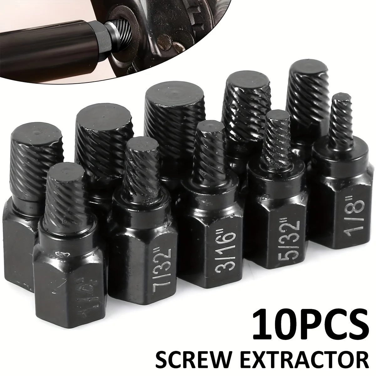 10 Stuks Schroef Extractor Kit Gelegeerd Staal Beschadigde Schroef Remover Set Metaal Easy Out Boor Bout Stud Multi-Spline Schroef Extractor