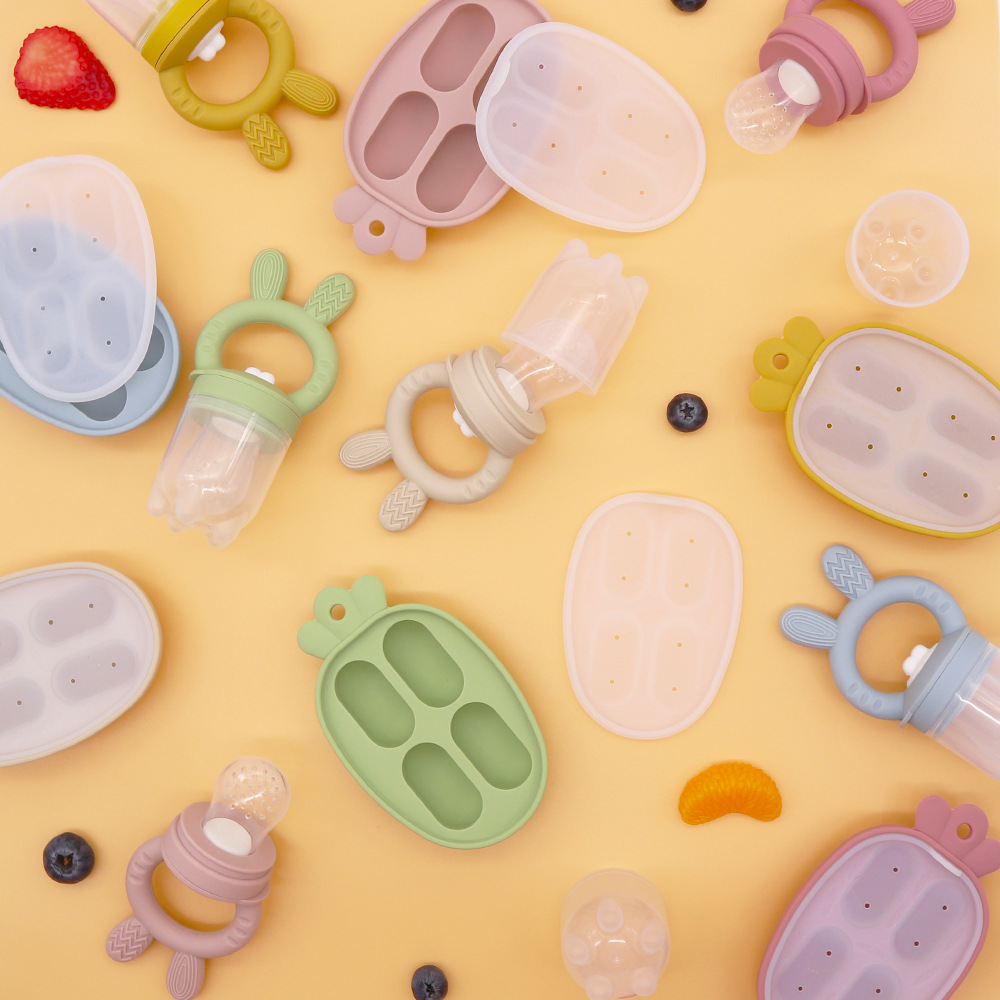 Nette Baby Obst und Gemüse Beißring Spielzeug Nahrungsergänzungsmittel Biss Le Silikon Baby Fütterung Geschirr Eis Form Baby Zeug