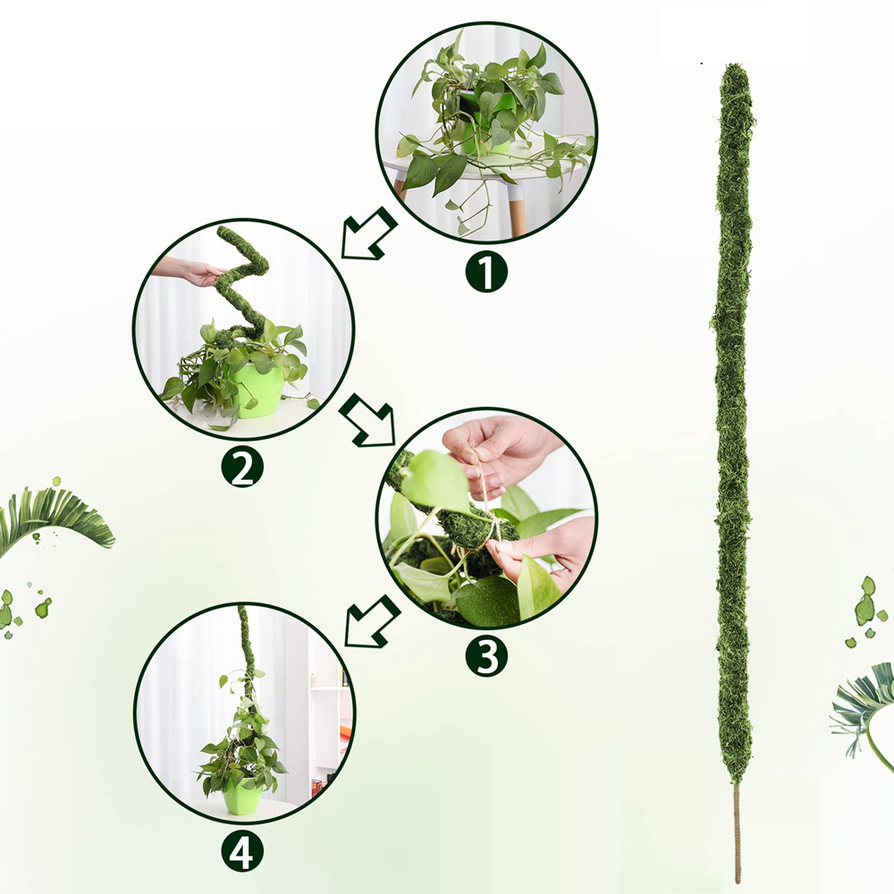Wholesale Moss Pole Bendable Plant Stakes Handmade Slim Monstera Plant Support Moss Plant Sticks Support for Large Indoor Potted