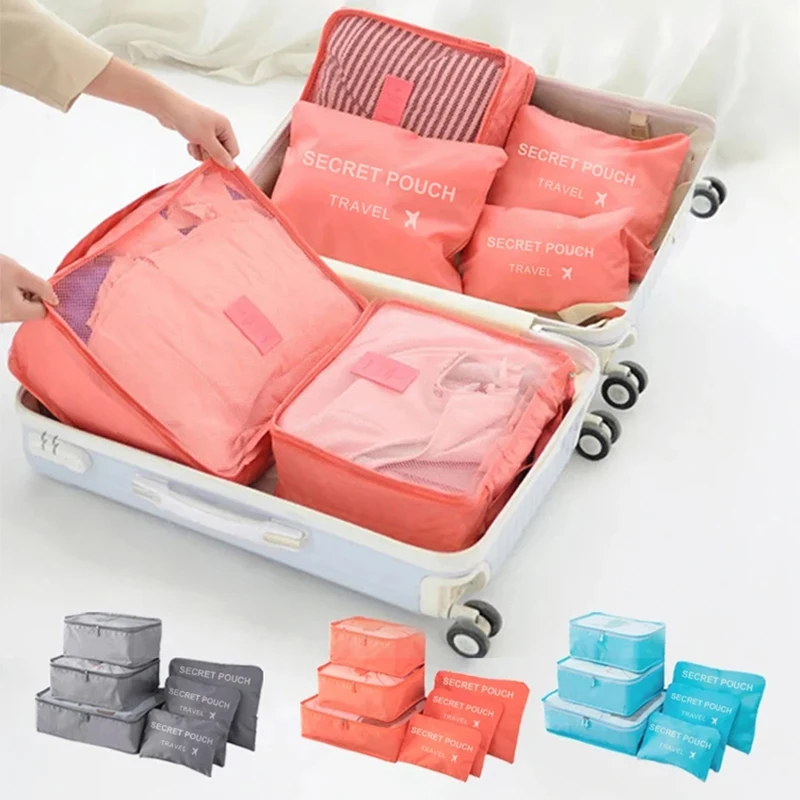 Bolsas de almacenamiento de equipaje de viaje de 6 uds, bolsa de almacenamiento ligera y versátil, bolsa de lona a prueba de polvo