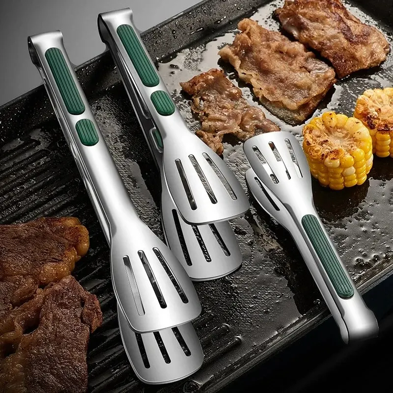 1pc Pinze per alimenti in acciaio inossidabile antiscivolo Insalata di carne Clip per pane Barbecue Grill Buffet Morsetto Strumenti di cottura Accessori da cucina