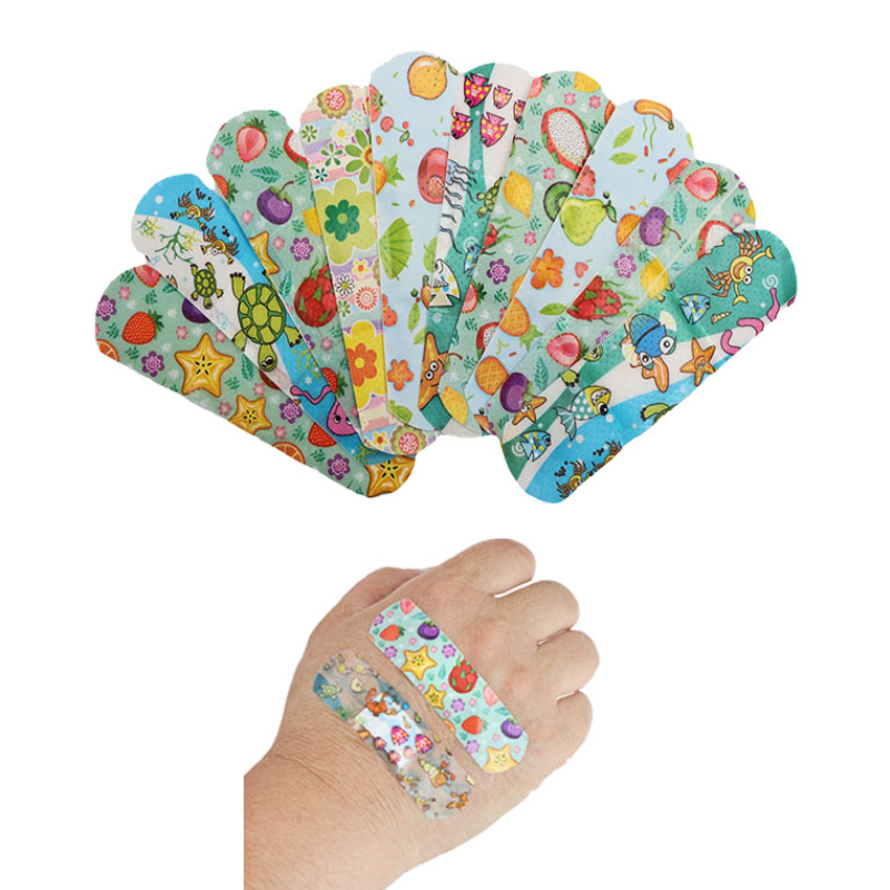 Piezas impermeable con estampado de animales para niños, pegatinas de ayuda para hemostasia, vendaje adhesivo, tiras para heridas, 100