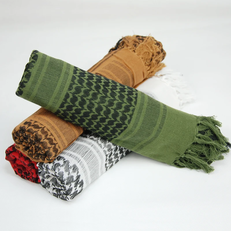 Bufanda táctica árabe Keffiyeh Shemagh, chal de algodón para invierno, cubierta más cálida para el cuello, envoltura para la cabeza, bufanda para acampar al aire libre a prueba de viento para hombres y mujeres