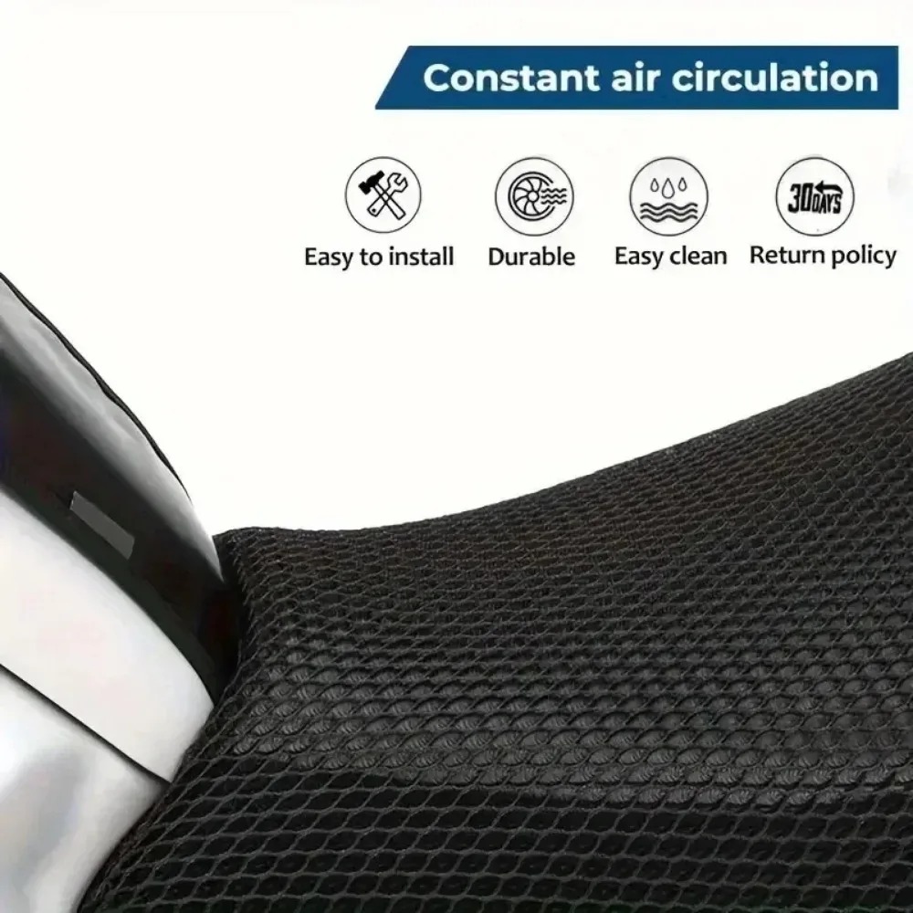 2025NIEUWMotorcycle Seat Cover - Dik ademend gaas voor scooters, motorfietsen, zonwering poly motorfiets zitkussens