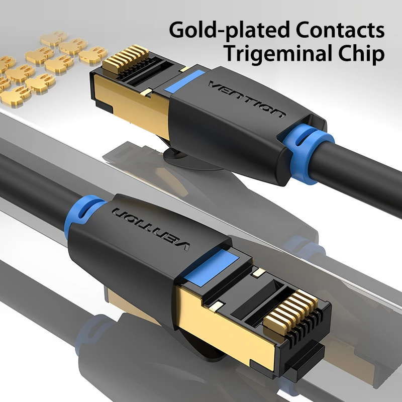 Vention-Cable Ethernet Cat8 RJ45, conector de red Cat 8 SFTP RJ45 para PC, módem, enrutador, ordenador portátil