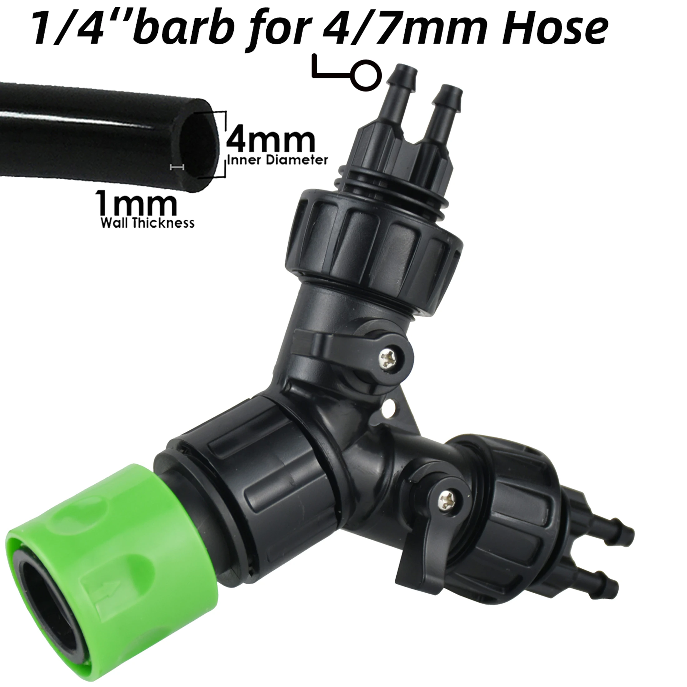 Wasserhahn-Adapter, Tropfbewässerung, 4-Wege-2-Wege-Splitter für Garten, 1/4 Zoll Schlauch, automatisches Bewässerungssystem-Set, Bonsai-Topf, Pflanzengewächshaus