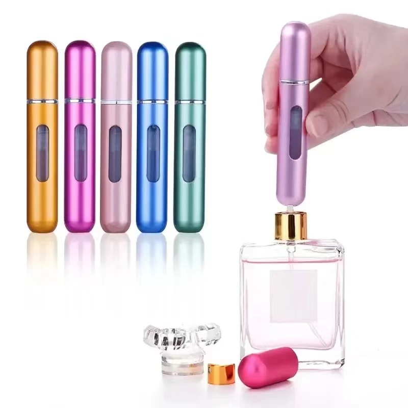 Mini botella de Perfume recargable portátil, bomba atomizadora, botella pulverizadora de aluminio, contenedor de cosméticos, herramientas de maquillaje de viaje, 8/10ml