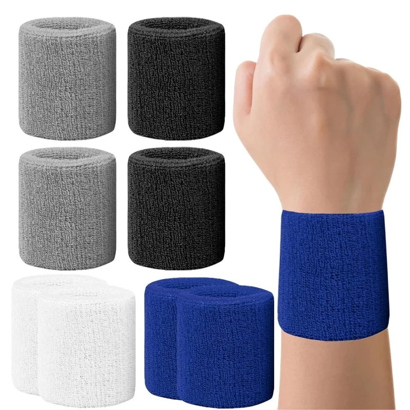 Nuevo 1 par 2 uds conjunto de muñequeras de algodón transpirables pulseras absorbentes para el sudor para tenis fútbol baloncesto correr gimnasio