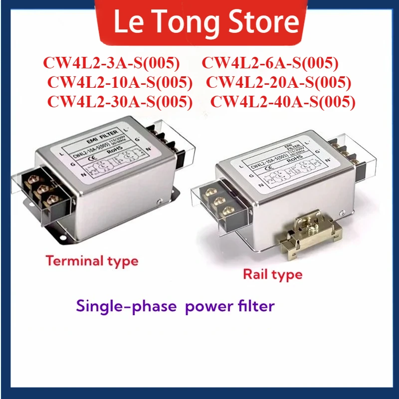 Einphasiger Netzfilter CW4L2-S(005)3A bis 40A Anschlusstyp 220V AC EMI Netzteil Anti-Interferenz Harmonic Purifier CW4L2