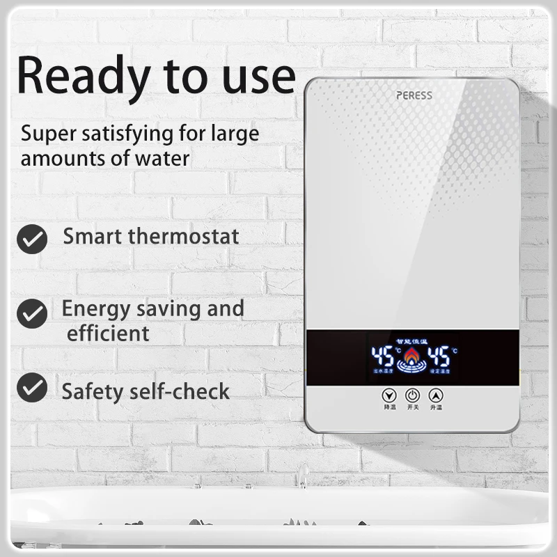 เครื่องทําน้ําอุ่น Tankless ไฟฟ้าทันทีห้องอาบน้ําฝักบัวห้องน้ําเครื่องทําน้ําอุ่น 220V 7000W อุณหภูมิ Automatica ในครัวเรือนโรงแรม