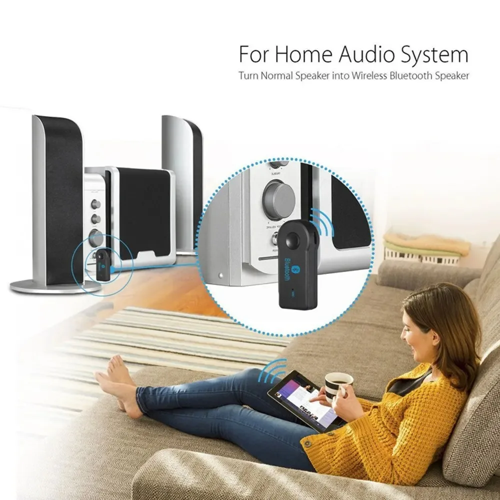 AUX Car Bluetooth Receiver,3.5mm Socket  5.0 Wireless Bluetooth Adapter,Audio Converter Mobile Phone Hands-Free Stereo