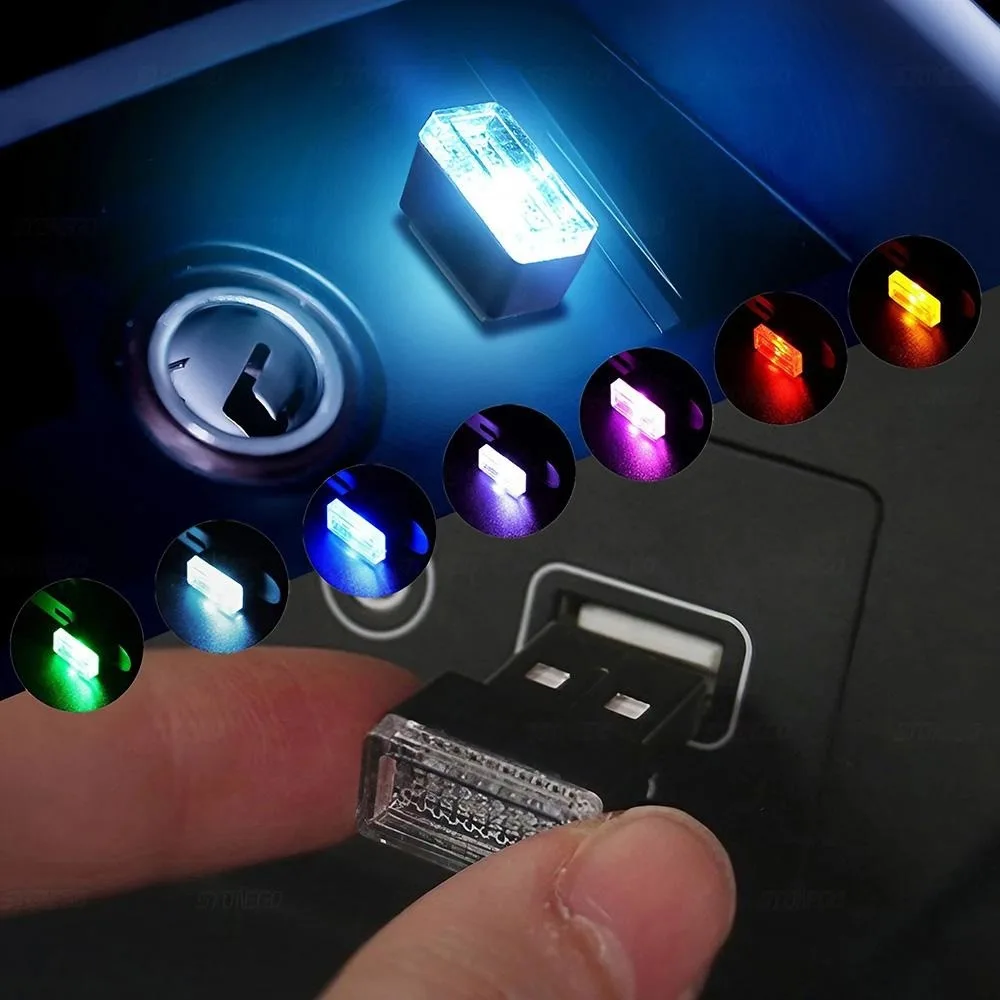 Mini luz LED USB para coche, luz de ambiente USB para Interior de coche, lámpara decorativa Plug and Play, iluminación de emergencia, lámpara USB Stonego