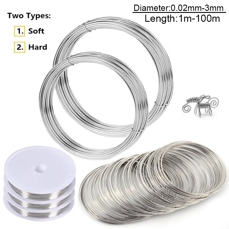 1m-100m Stainless steel wire hard wire/soft wire Single Strand Lashing Diameter 0.02/0.3/0.4/0.5/0.6/0.8/1-3mm Stainless Wire