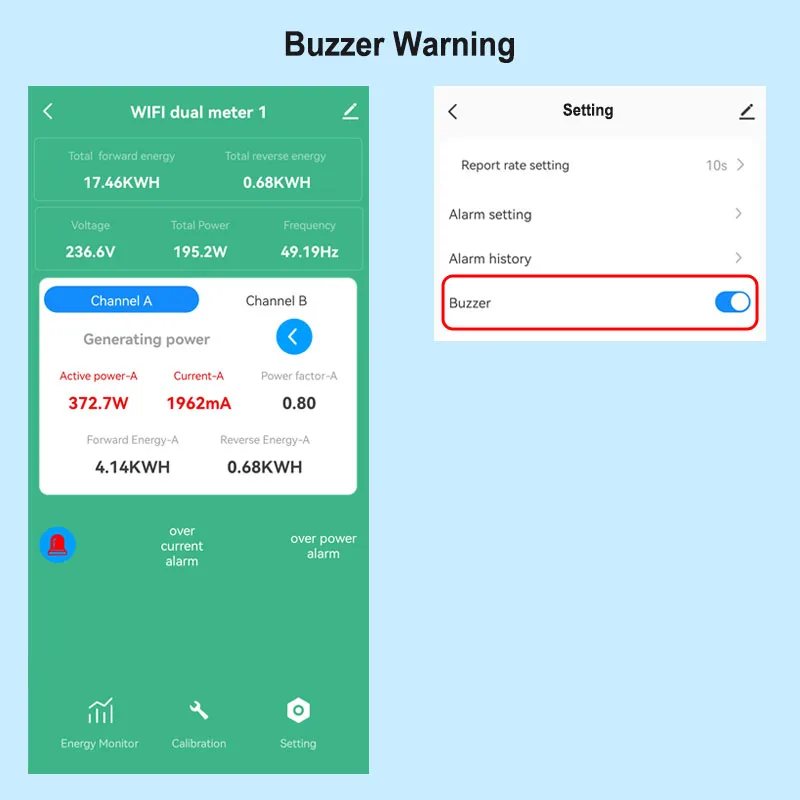 Tuya Smart New WiFi Energy Clamp Bidirectional Meter with Buzzer Alarm for Threshold App Monitor Export Import Power AC110V/240V