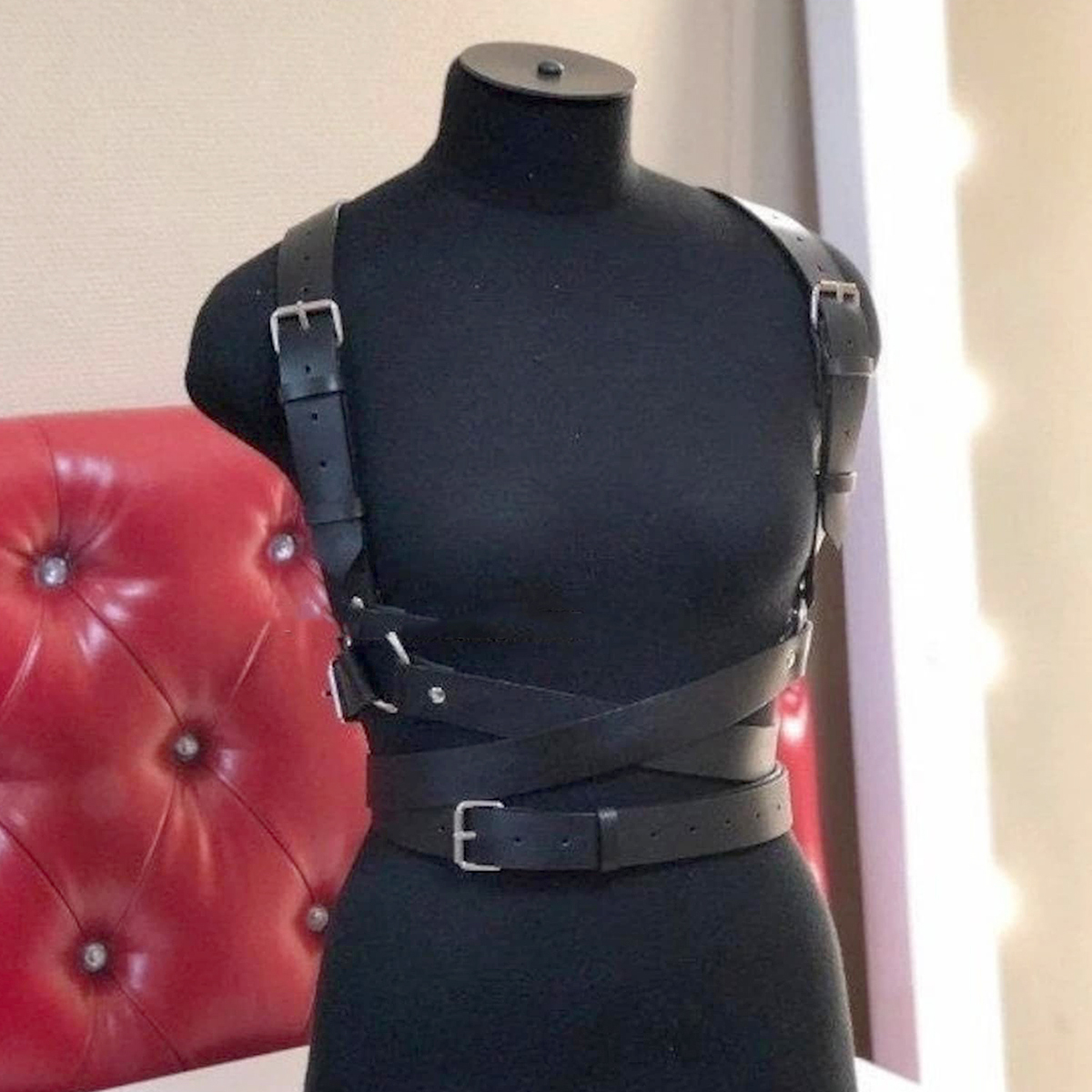 女性のための革のウエストベルト,流行のゴシックボンデージベルト,ストリートスタイルのゴシックサスペンダー,婦人服,アクセサリー