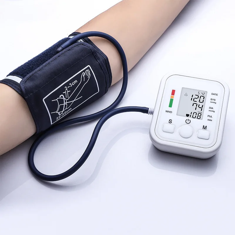 Kit de prueba de presión arterial de brazo Digital, Monitor con Sensor de manguito, tonómetro de presión automático BP, tensiómetro, medidor de pulso y frecuencia cardíaca