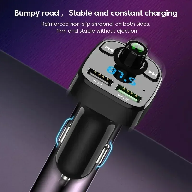 Vikefon led mp3 carro bluetooth fm mãos-livres bluetooth-compatível 5.0 transmissor 3.1a qc3.0 pd tipo c carregador de carro usb duplo