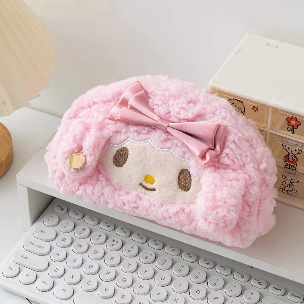 Sanrio Melody Cinnamoroll Modieus Nieuwste Roze Pluche Hoge Esthetische Hartvormige Etui Voor Meisjes Met Grote Capaciteit