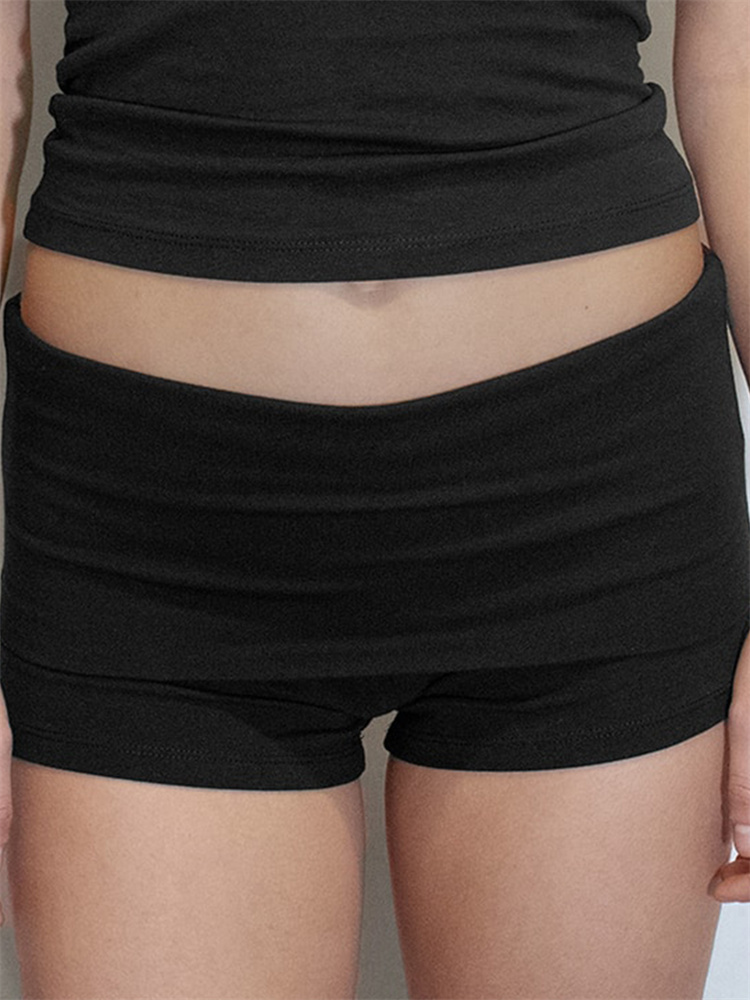 CHRONSTYLE-pantalones cortos elásticos de cintura baja para mujer, Shorts informales ajustados de Color liso, ropa de calle, novedad de verano 2024