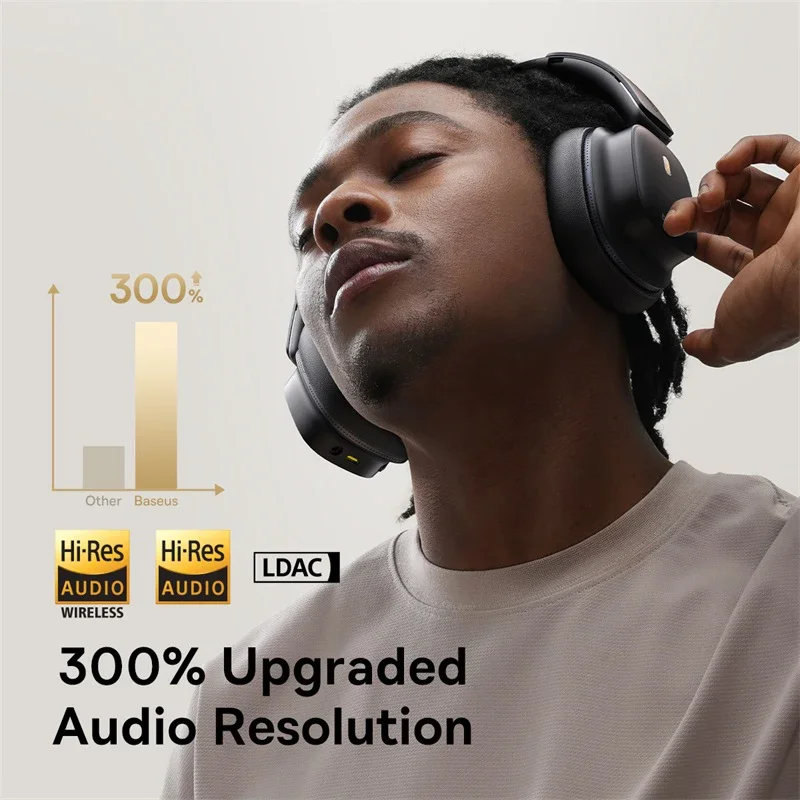 Baseus Bowie 30 Max auriculares Bluetooth 45dB cancelación de ruido Hi-res LDAC auriculares sobre la oreja Audio espacial 3D auriculares inalámbricos