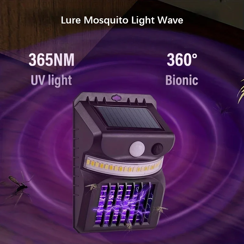 Lámpara Solar para exteriores, luz matamosquitos con función de Control de Mosquitos, Sensor infrarrojo, luz de carretera impermeable para jardín