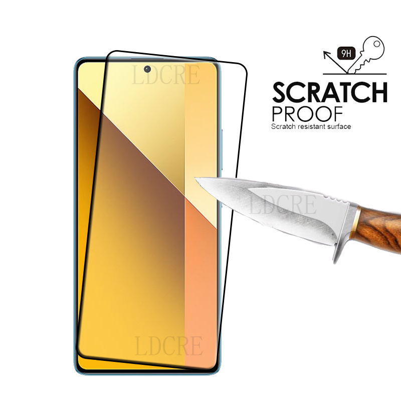 4 Uds para Xiaomi Redmi Note 13 vidrio Redmi Note 13 vidrio templado cubierta completa pegamento 9H Protector de pantalla para Redmi Note 13 Pro 4G 5G