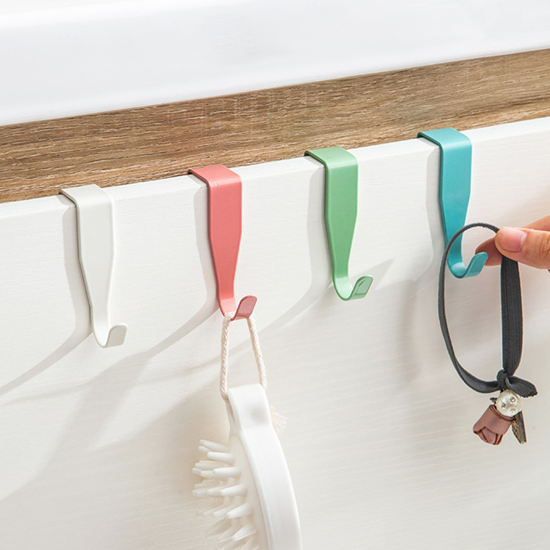 2PCS Cabinet Door Hook Colorful Kitchen Door Rear Hanger Drawer Office Table Key Bag Storage Hook For Home Bathroom Accessories