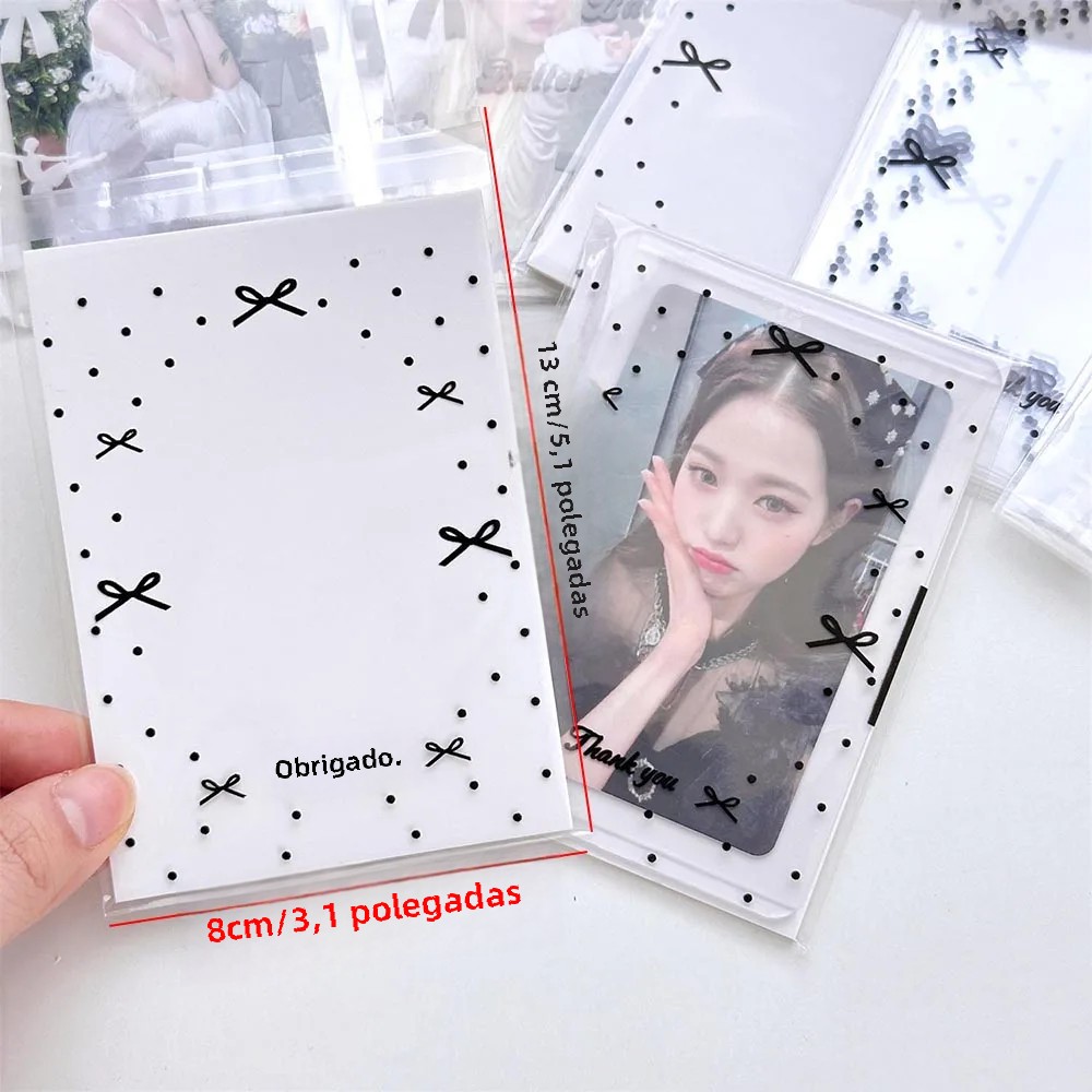 50 unidades/pacote claro photocard mangas auto-adesivo capa de cartão ídolo saco de embalagem de foto auto selagem saco protetor de cartão de presente