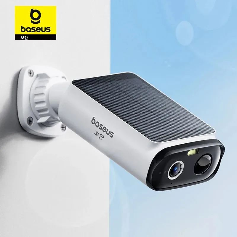 베이스어스 시큐리티 S1 라이트 솔라 보안 카메라 무선 야외 카메라 연속 전원 2K 해상도 135 ° FOV IP67 와이파이 카메라