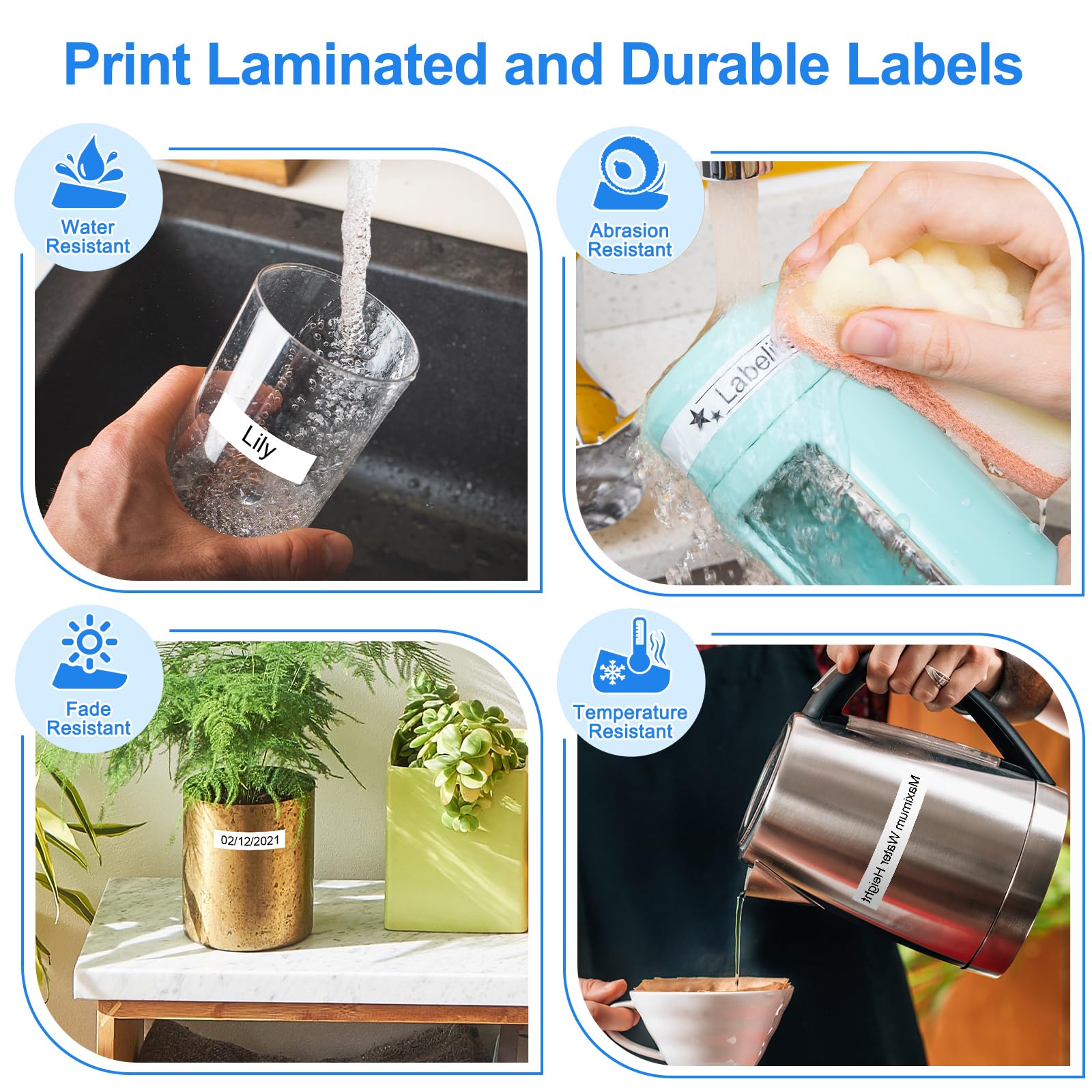 6/9/12/18/24 ミリメートル TZ-ホワイトラベルラミネートリボン tze231 tze241 tze251 tze221 ブラザーラベルプリンタ PT-H100 PTD600 用