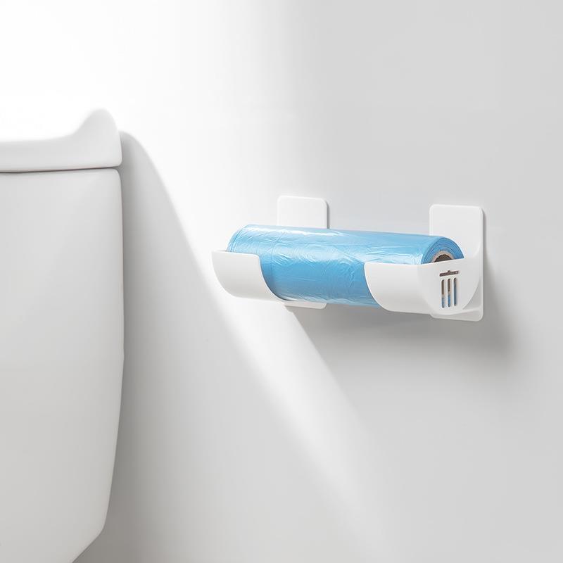 Rack de armazenamento sem perfuração, 4 pacotes, cozinha, envoltório de plástico, saco de lixo, rack de armazenamento lateral de geladeira