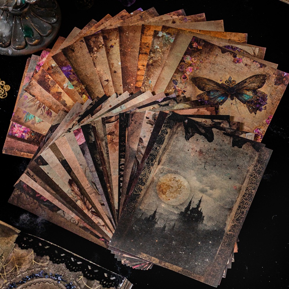 Mr. Paper-Libro de Material de patrón Retro, serie negra oscura, Base de decoración, tarjetas Vintage, suministros de arte, 60 piezas