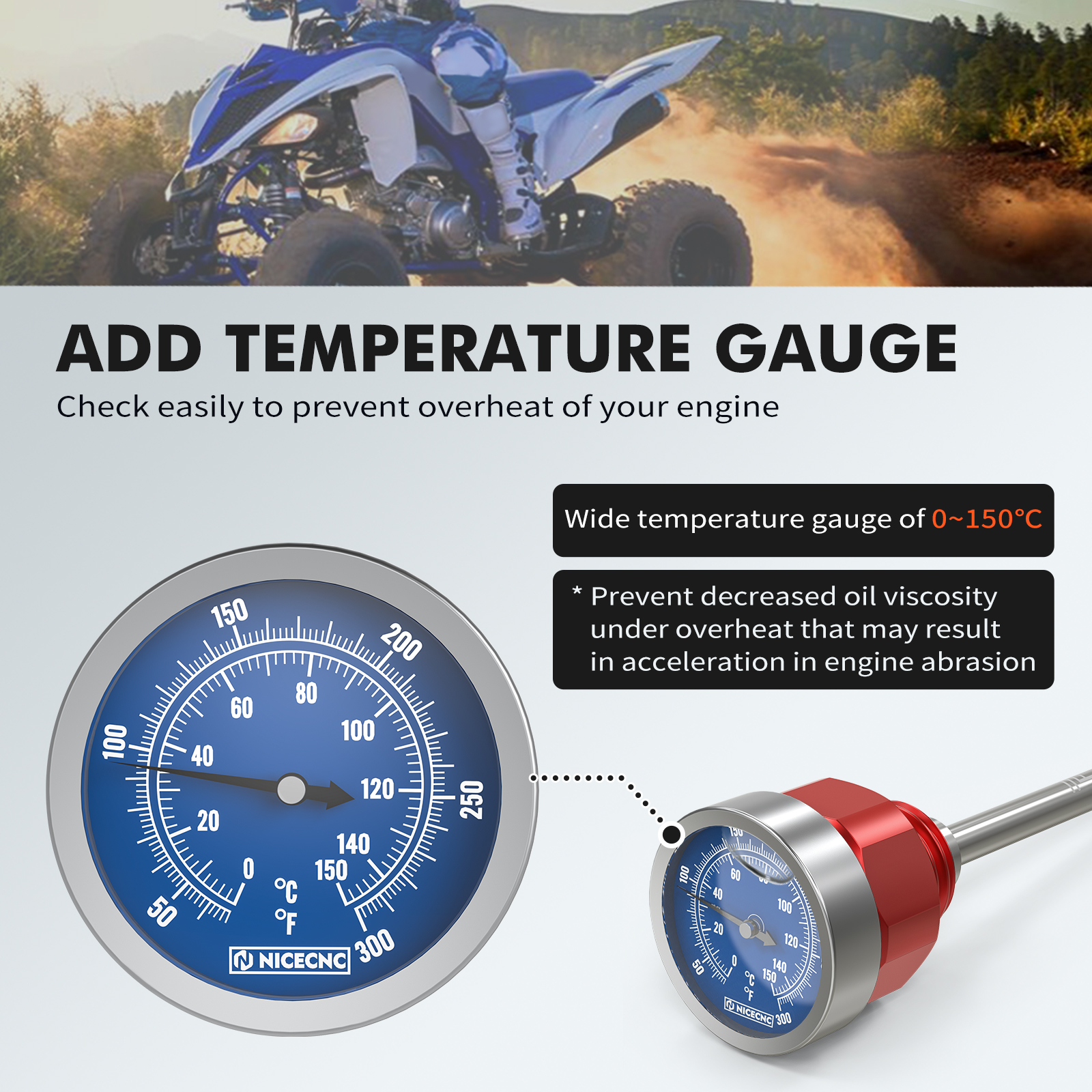 Nova vareta de óleo raptor 700 com medidor de temperatura para yamaha raptor 700 700r 2006-2023 raptor 660r 2001-2005 yfz450 04-2013 peças