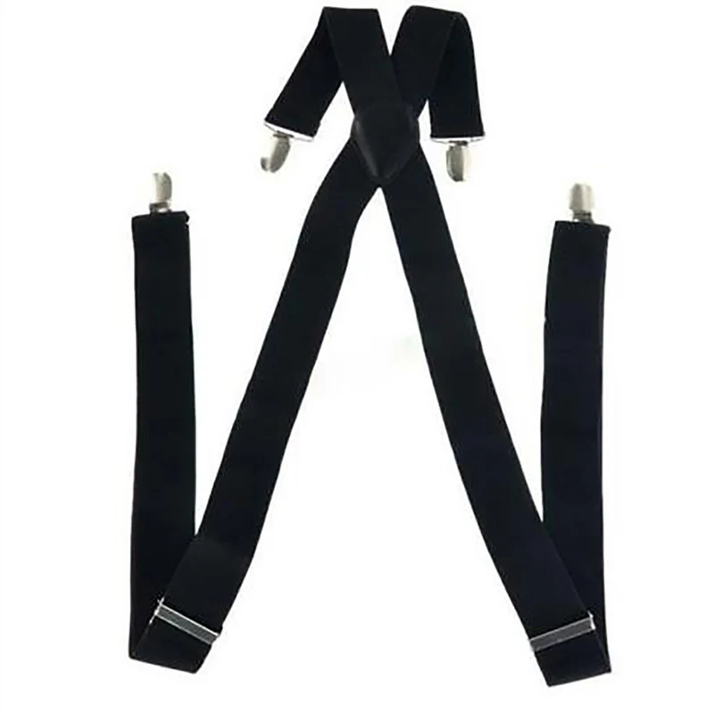 Bretelle da uomo larghe 35 mm Alta elasticità regolabile 4 clip resistenti Bretelle per pantaloni resistenti con retro a X