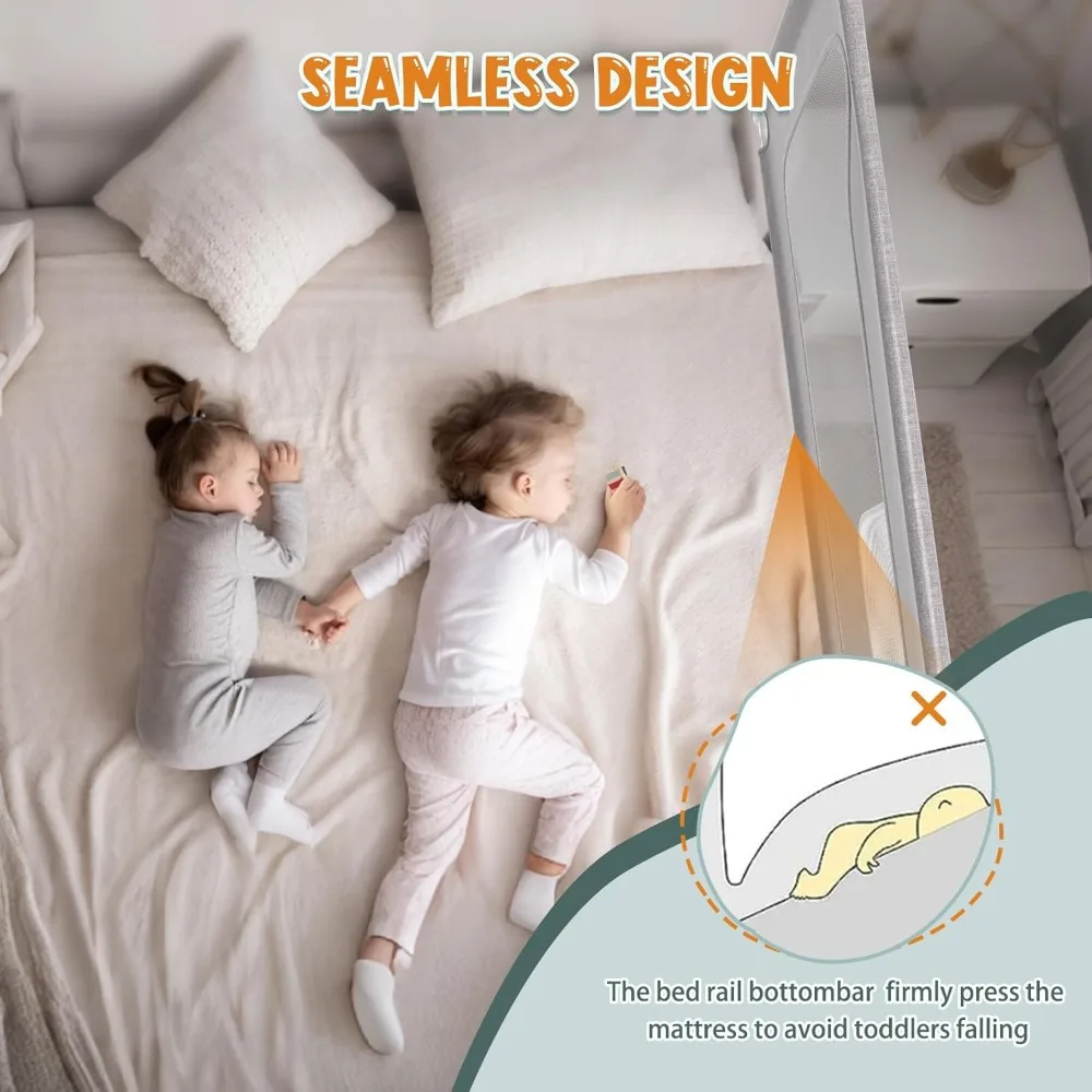 Bed Rail for Toddlers, Stable Protective Bed Side Rails, Baby Bedrail Guard for Twin Full Queen & King Size Bed (70.8 Inch,1 Pcs