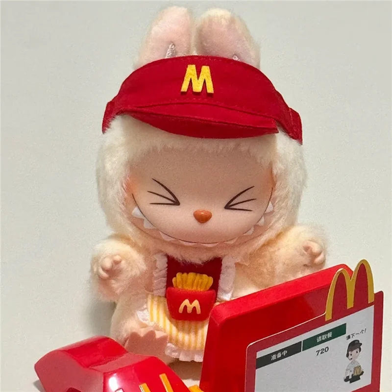 15-17cm para roupas de boneca labubu moda café conjunto de roupas de trabalho série comida rápida batatas fritas hambúrgueres roupa cosplay acessórios