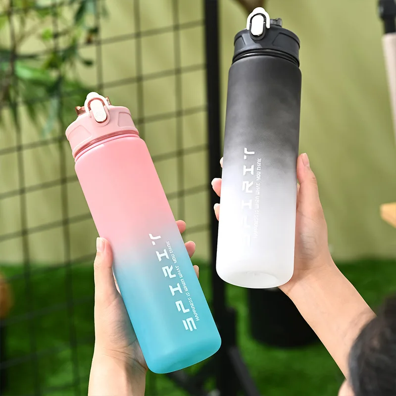1PCS 800ML 대용량 스포츠 물병 누출 방지 다채로운 플라스틱 컵 야외 여행 휴대용 체육관 피트니스 주전자