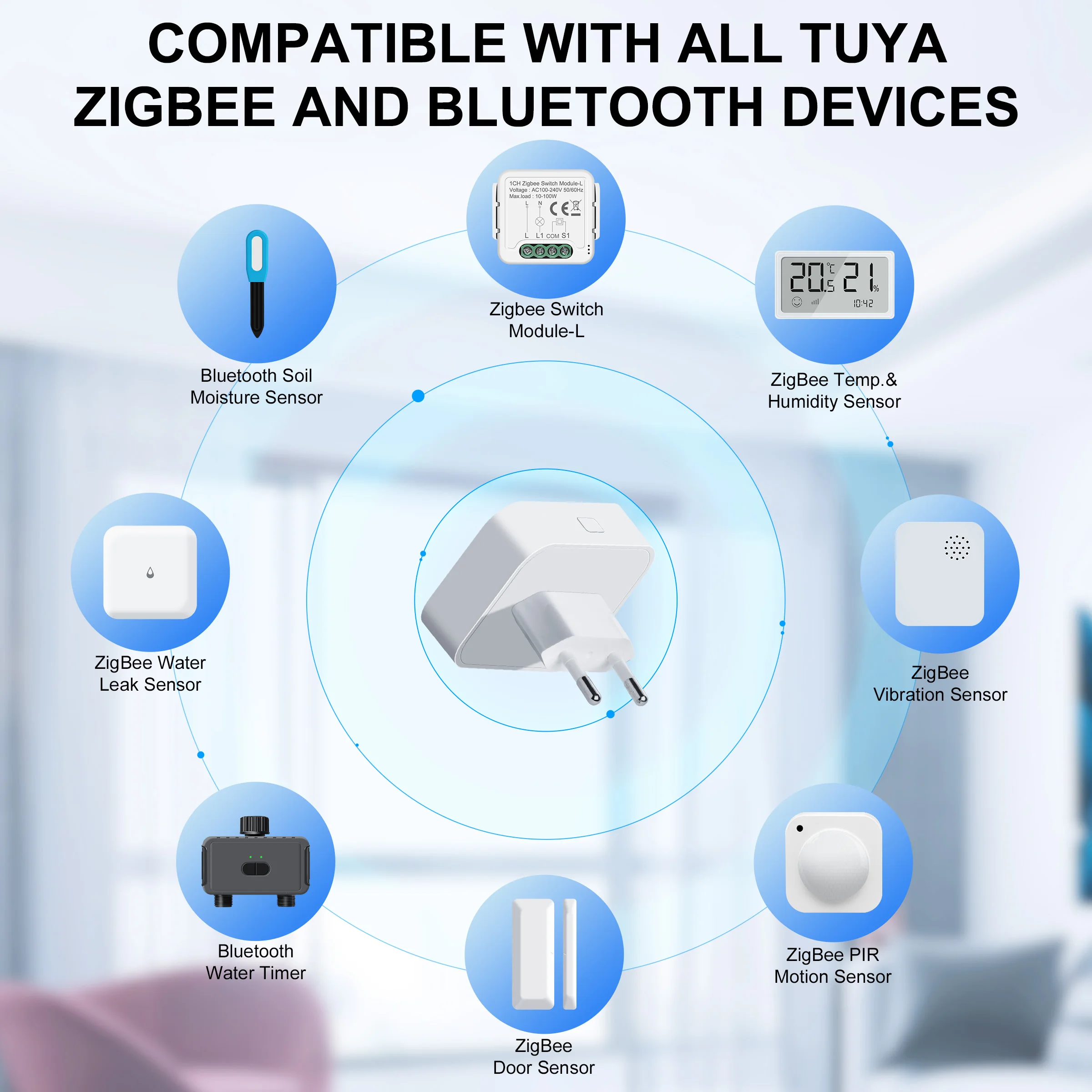 GIRIER Tuya ZigBee Hub de enlace tipo enchufable puente de enlace Bluetooth ZigBee multimodo para automatización del hogar inteligente funciona con Alexa