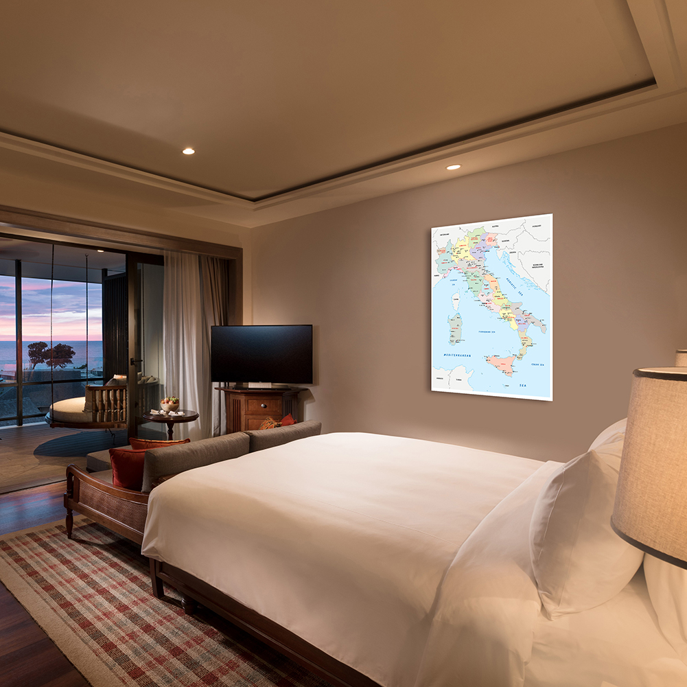 Italië Kaart In Italiaans Grote Muurposter Niet-Geweven Canvas Schilderij Klaslokaal Huisdecoratie Schoolbenodigdheden 100*150 Cm