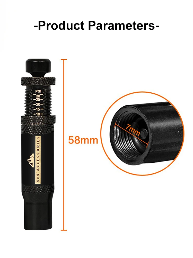 調整可能なオートストップタイヤデフレーターバルブキット (10-30 PSI) 4 個 車両オートバイオフロード 4x4 用ネジ式タイヤエアダウンツール