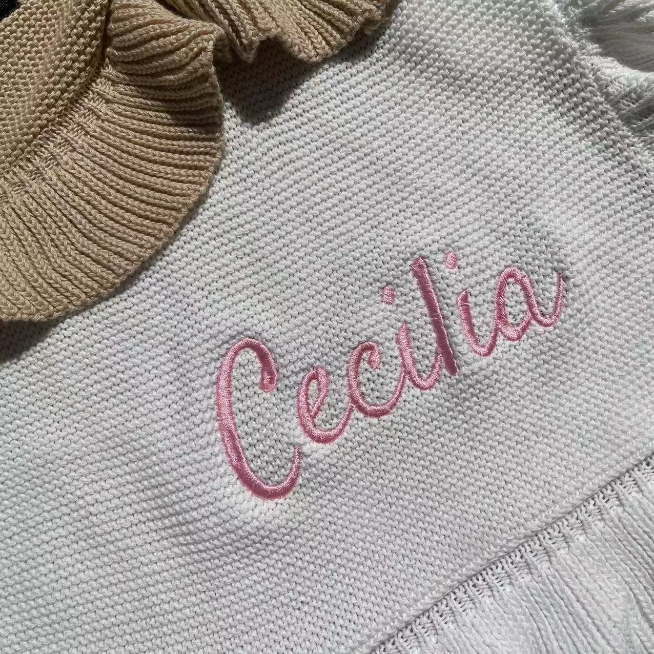 Manta bordada con nombre personalizado para bebé, manta suave para cochecito de recién nacido, regalo de fiesta de Baby Shower, habitación de guardería, siesta por la tarde