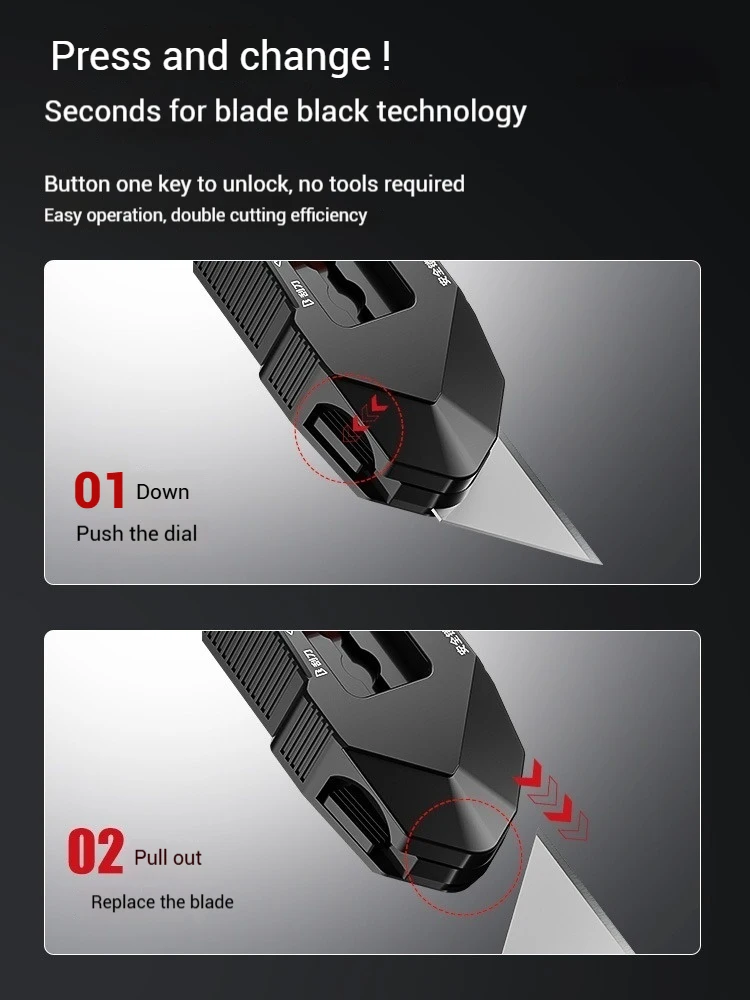 2 in 1 Flip Utility Knife Scraper Super Hard Durable 90° NO Dead-angle Shovel 30s Blade Change Sharp Decoration Party Magic Tool
