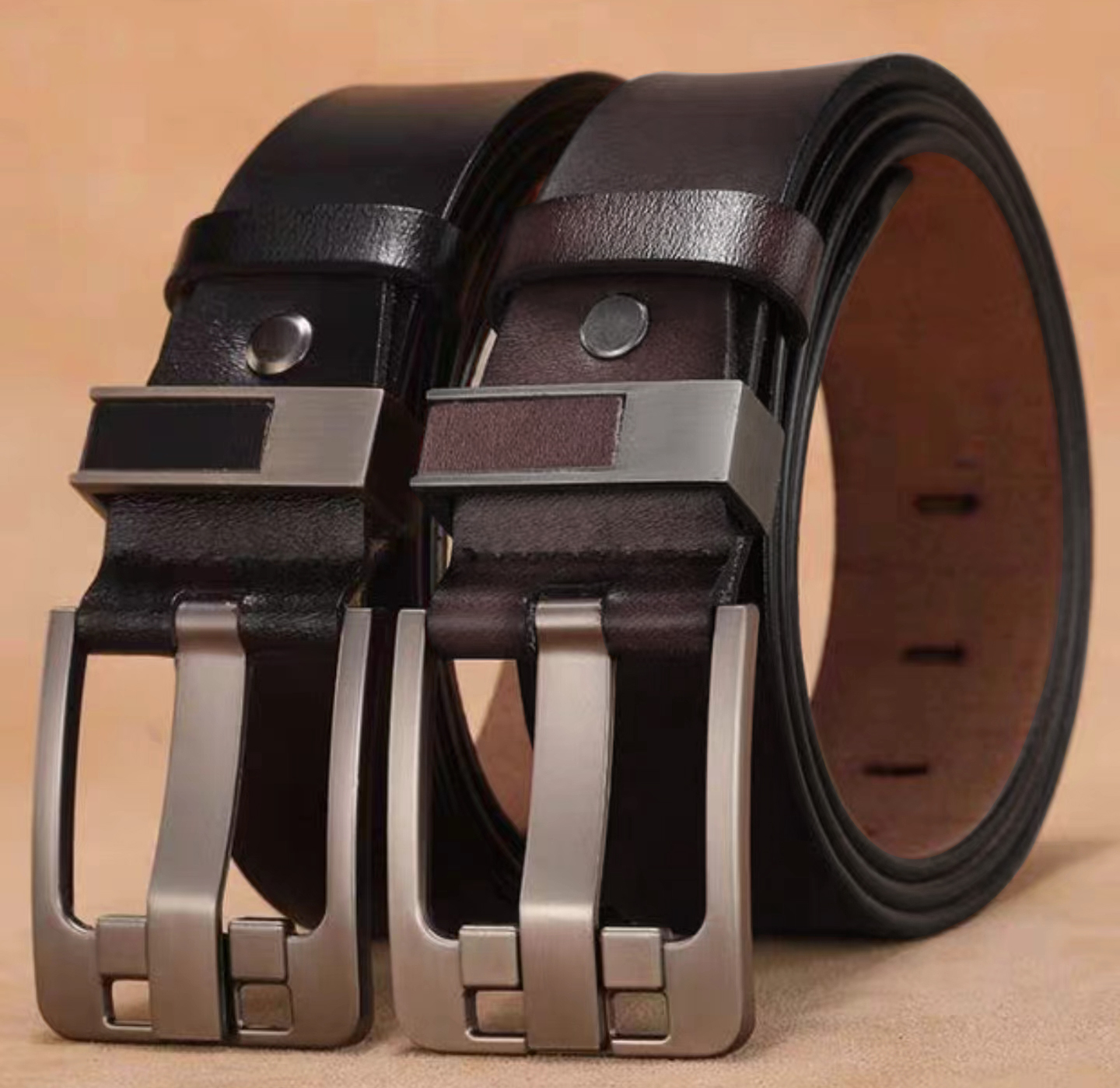 Cinturón de hombre de alta calidad, cinturón de pu, correa de cuero genuino para hombre, hebilla de Pin de lujo, pantalones vaqueros Vintage elegantes